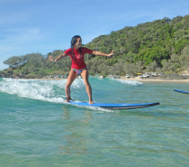 Double Island Point is known for Australia's longest beginner waves. 